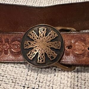 1970’s Vintage Tech Ether Guild “Crystal” Solid Brass Belt Buckle